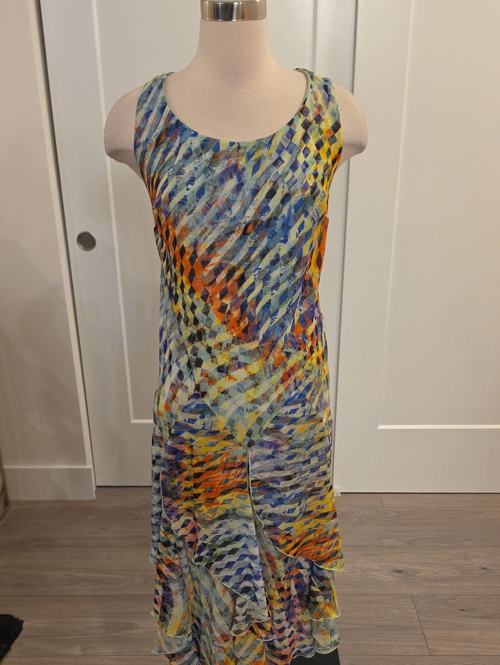 Signature by Robbie Bee Sleeveless multi colored Midi Dress size 16W like new